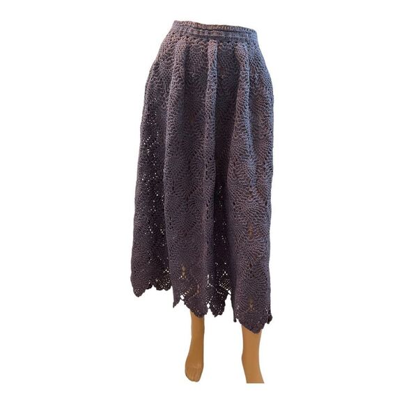Women’s  Purple Crochet Midi Length A-Line Elastic Waist Skirt Size Large - Picture 1 of 15